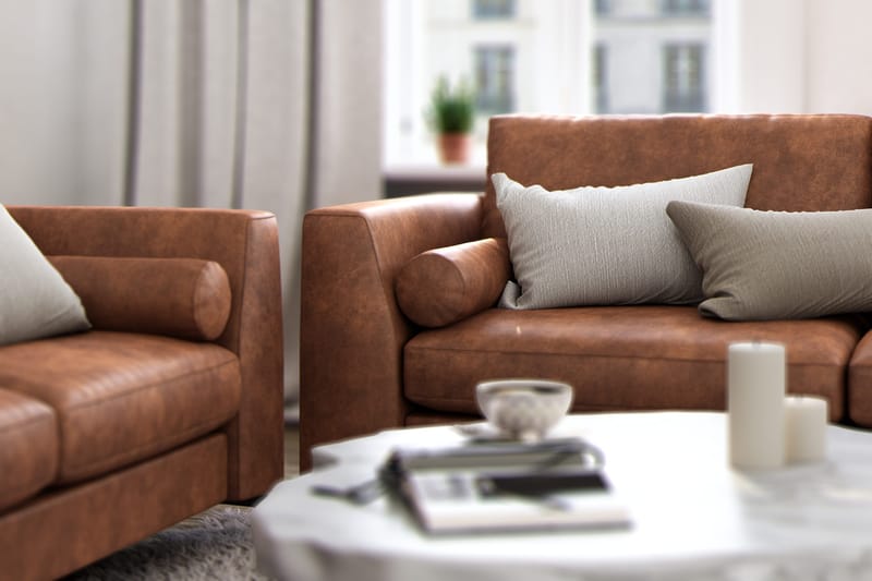 Ocean Lyx 3-seters Sofa i Kunstlær - Brun - Møbler - Sofaer - Sofa 3 seter