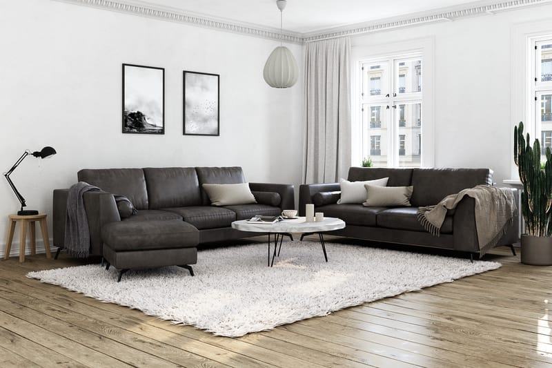 Ocean Lyx 3-seters Sofa i Kunstlær - Mørk grå - Møbler - Sofaer - Skinnsofaer