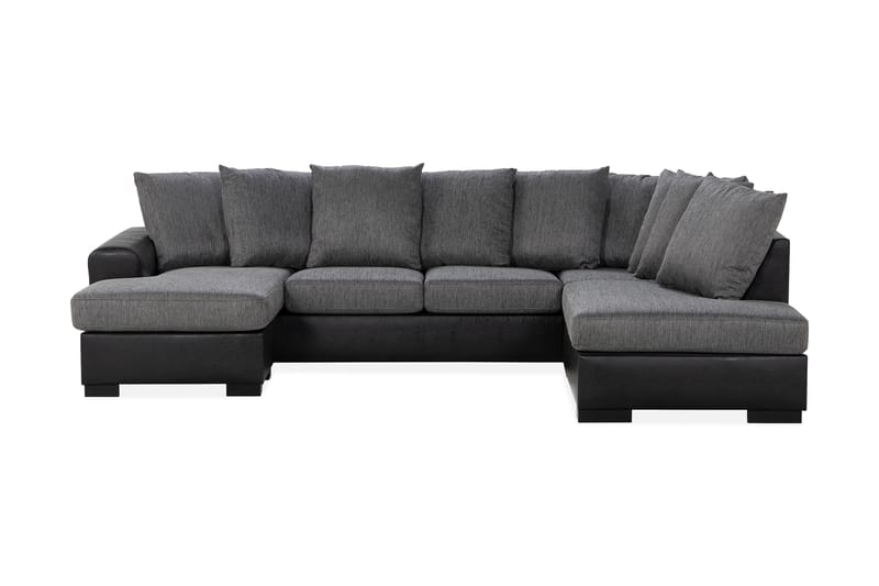 Ocean U-sofa med Divan Venstre - Svart/Grå - Skinnsofaer - U-sofa