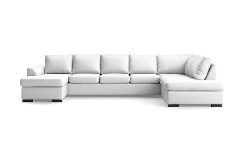 Porto 5-seters Høyrevendt U-formet Large Sofa med Divan og Sjeselong i Kunstskinn - Hvit - Møbler - Sofaer - Skinnsofaer