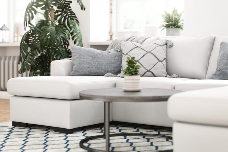 Porto 5-seters Venstrevendt U-formet Large Sofa med Divan og Sjeselong i Kunstskinn - Hvit - Møbler - Sofaer - Skinnsofaer