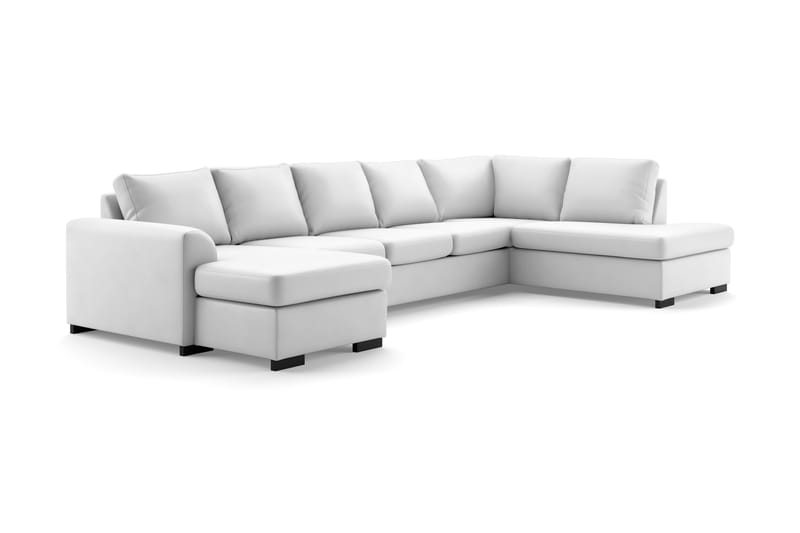 Porto 5-seters Venstrevendt U-formet Large Sofa med Divan og Sjeselong i Kunstskinn - Hvit - Møbler - Sofaer - Skinnsofaer