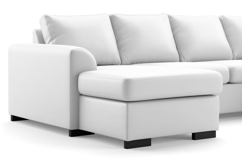 Porto 5-seters Venstrevendt U-formet Large Sofa med Divan og Sjeselong i Kunstskinn - Hvit - Møbler - Sofaer - Skinnsofaer
