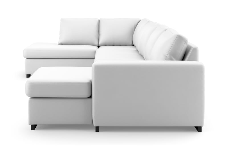Porto 5-seters Venstrevendt U-formet Large Sofa med Divan og Sjeselong i Kunstskinn - Hvit - Møbler - Sofaer - Skinnsofaer
