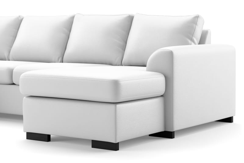 Porto 5-seters Venstrevendt U-formet Large Sofa med Divan og Sjeselong i Kunstskinn - Hvit - Møbler - Sofaer - Skinnsofaer