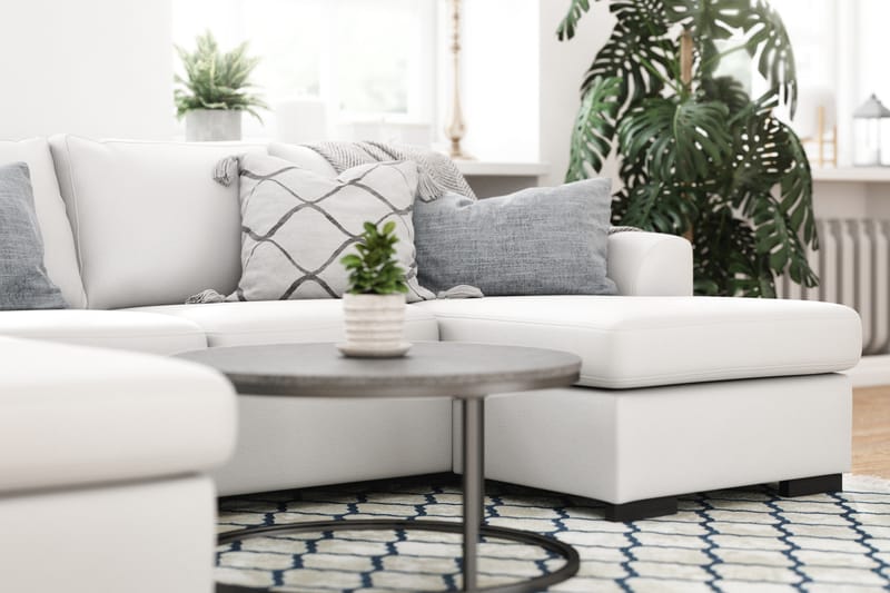Porto 5-seters Venstrevendt U-formet Large Sofa med Divan og Sjeselong i Kunstskinn - Hvit - Møbler - Sofaer - Skinnsofaer