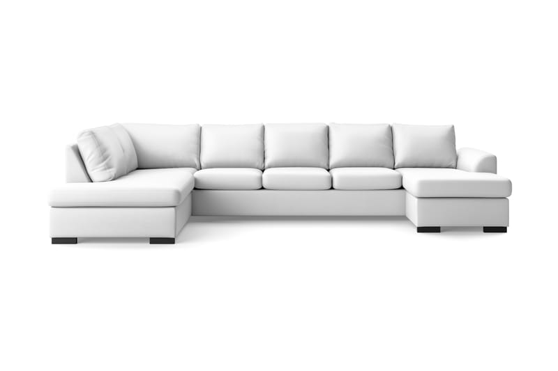 Porto 5-seters Venstrevendt U-formet Large Sofa med Divan og Sjeselong i Kunstskinn - Hvit - Møbler - Sofaer - Skinnsofaer