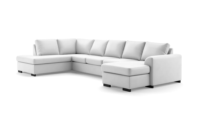 Porto 5-seters Venstrevendt U-formet Large Sofa med Divan og Sjeselong i Kunstskinn - Hvit - Møbler - Sofaer - Skinnsofaer