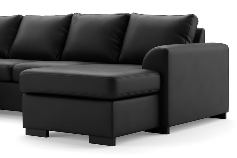 Porto 5-seters Venstrevendt U-formet Large Sofa med Divan og Sjeselong i Kunstskinn - Svart - Møbler - Sofaer - Skinnsofaer