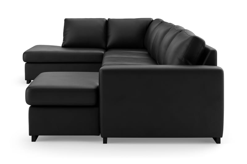 Porto 5-seters Venstrevendt U-formet Large Sofa med Divan og Sjeselong i Kunstskinn - Svart - Møbler - Sofaer - Skinnsofaer