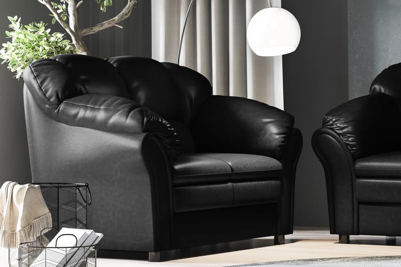 Salvador 3-seter Sofa Kunstlær - Svart/Kunstlær - Møbler - Sofaer - Skinnsofaer