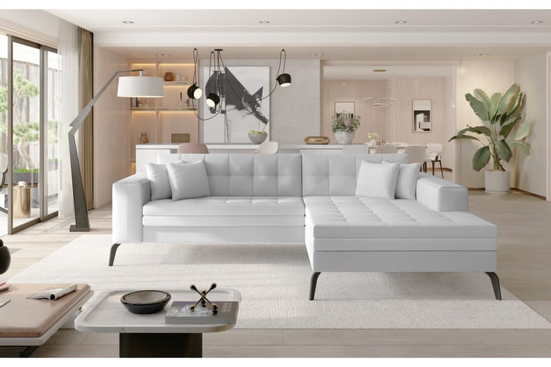 Solangis Divansofa Høyre, Lær/Hvit