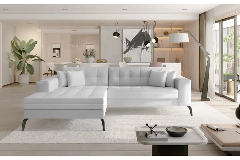 Solangis Divansofa Venstre, Lær/Hvit