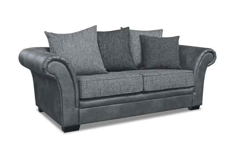 Toronto 2-seters Sofa, Svart/Mørkegrå