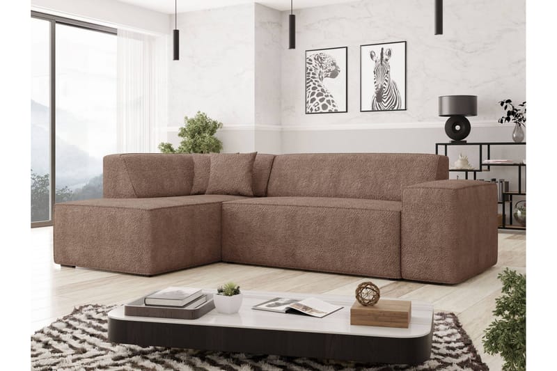 Slucajno Sofa Med Sjeselong 4-Seter - Brun - Møbler - Sofaer - Sofa med sjeselong