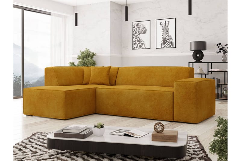 Slucajno Sofa Med Sjeselong 4-Seter - Gul - Møbler - Sofaer - Sofa med sjeselong