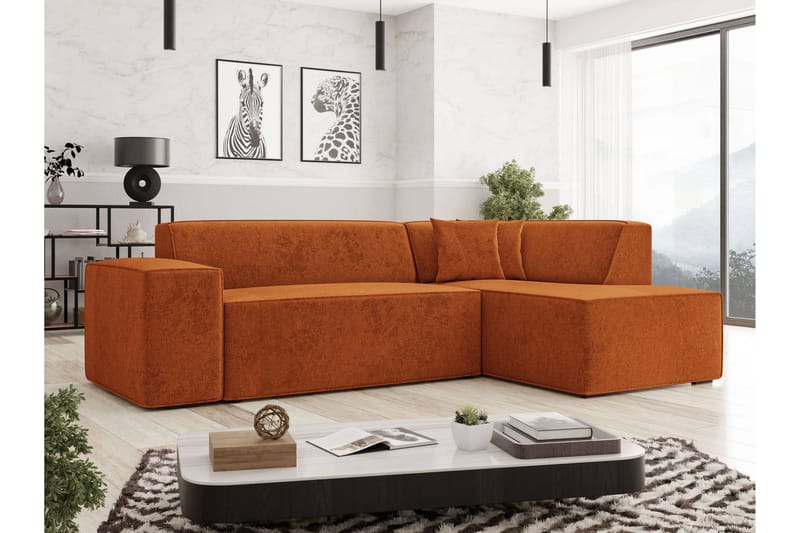 Slucajno Sofa Med Sjeselong 4-Seter - Oransje - Møbler - Sofaer - Sofa med sjeselong