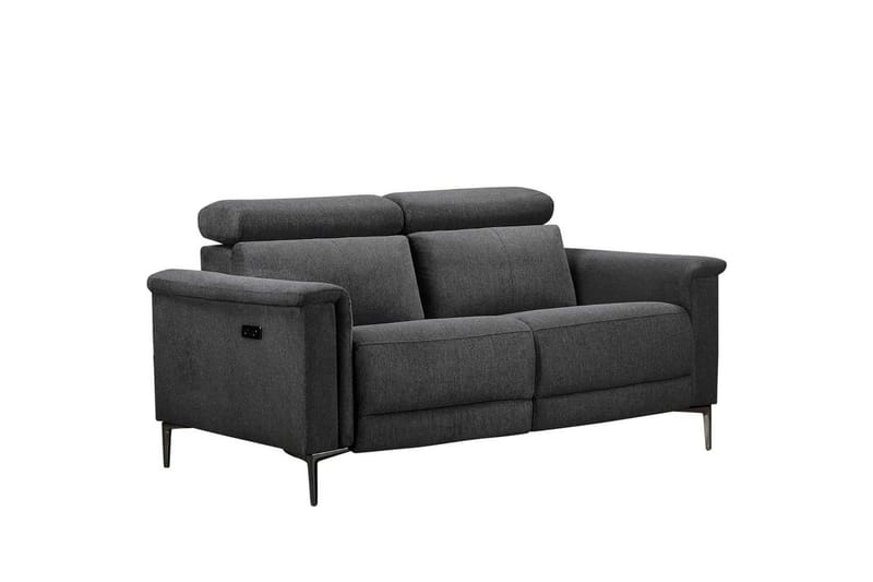 Sofa 2-seter Lund Antrasitt, Belfast-stoff, Elektrisk recliner - Antrasitt, Belfast-stoff, Elektrisk recliner - Møbler - Sofaer - Reclinersofaer