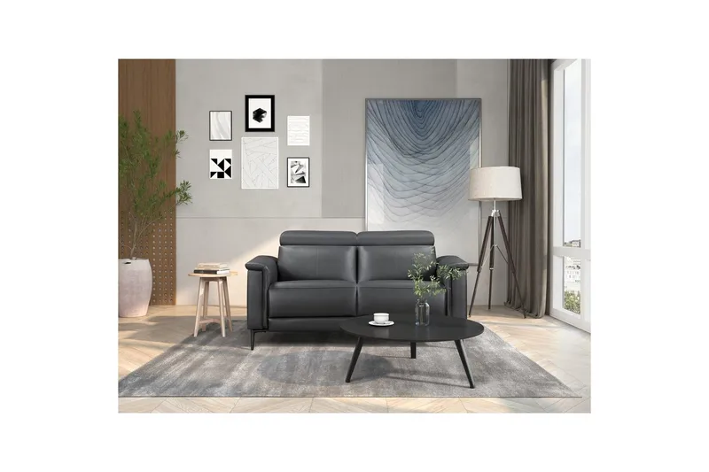 Sofa 2-seter Lund Grå, PU, Elektrisk recliner - Grå, PU, Elektrisk recliner - Møbler - Sofaer - Skinnsofaer