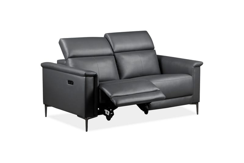Sofa 2-seter Lund Grå, PU, Elektrisk recliner - Grå, PU, Elektrisk recliner - Møbler - Sofaer - Skinnsofaer