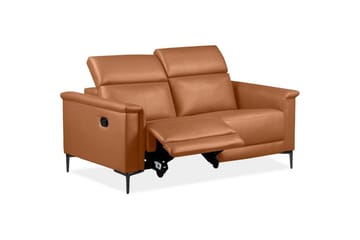 Sofa 2-seter Lund Kognac, L ær/PU, Manuell hvilestol - Kognac, Lær/PU, Manuell hvilestol - Møbler - Sofaer - Skinnsofaer