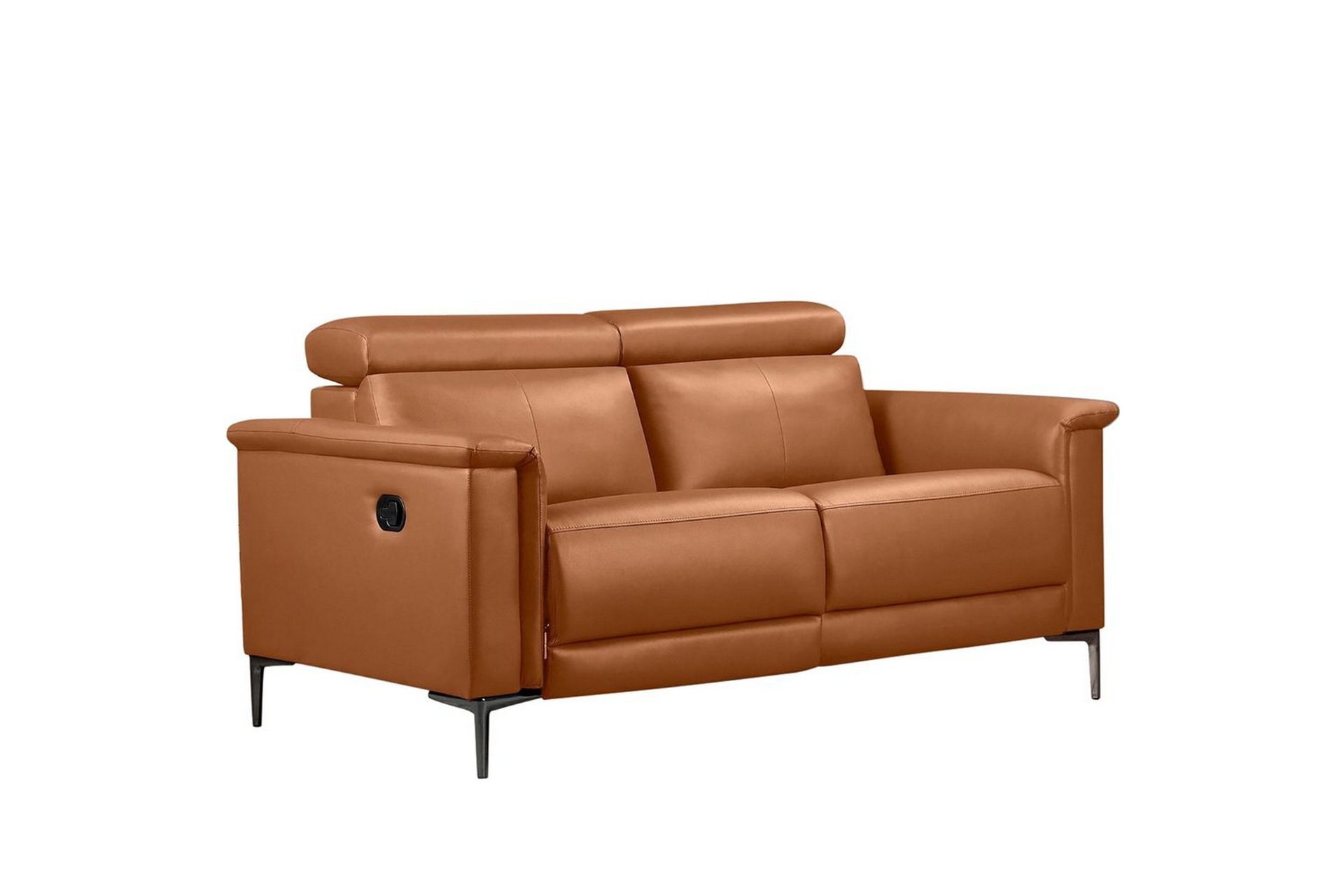 Sofa 2-seter Lund Kognac, Lær/PU, Manuell hvilestol - Kognac, Lær/PU, Manuell hvilestol
