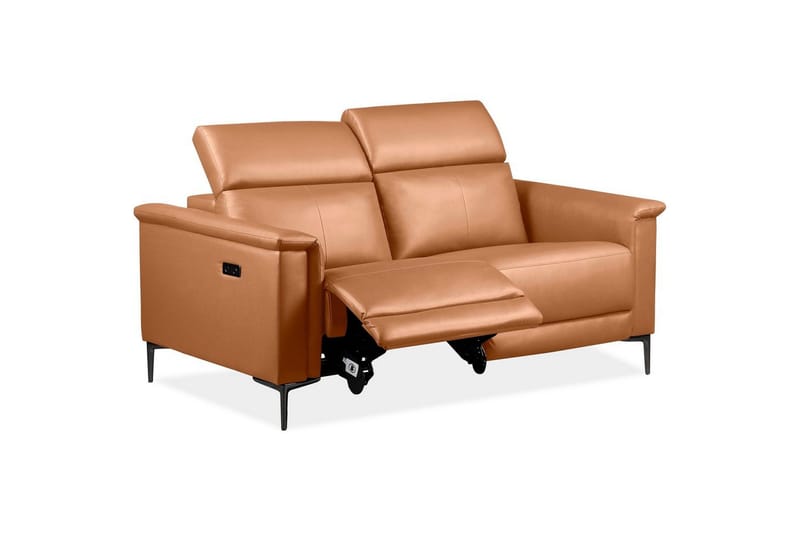 Sofa 2-seter Lund Kognac, PU, Elektrisk recliner - Kognac, PU, Elektrisk recliner - Møbler - Sofaer - Skinnsofaer
