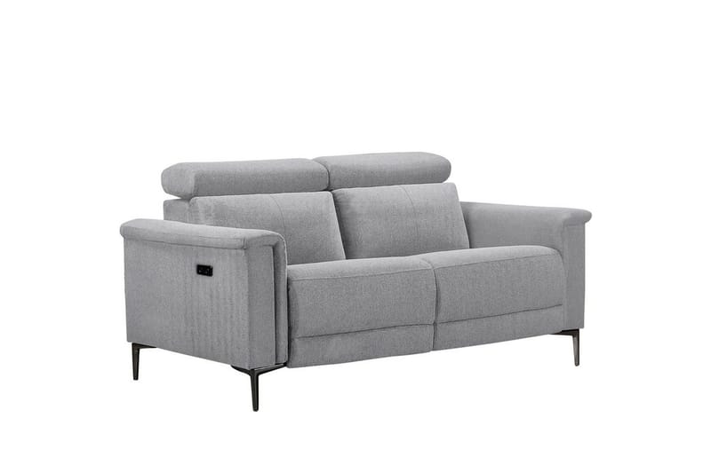 Sofa 2-seter Lund Lys grå, Belfast-stoff, Elektrisk recliner, Lys grå, Belfast-stoff, Elektrisk recliner