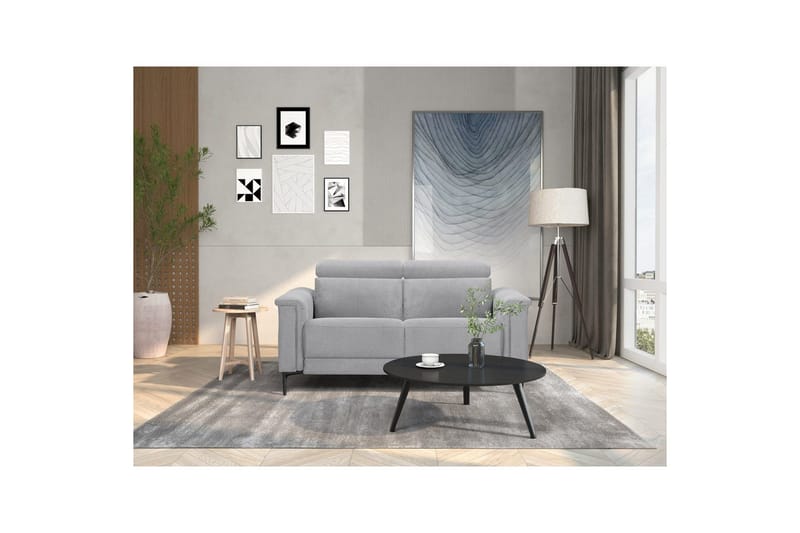 Sofa 2-seter Lund Lys grå, Belfast-stoff, Elektrisk recliner - Lys grå, Belfast-stoff, Elektrisk recliner - Møbler - Sofaer - Reclinersofaer - 2 seters kinosofa & reclinersofa