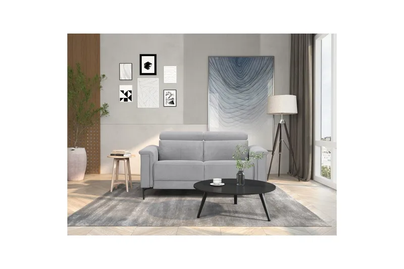 Sofa 2-seter Lund Lys grå, Belfast-stoff, Manuell hvilestol - Lys grå, Belfast-stoff, Manuell hvilestol - Møbler - Sofaer - 2 seter sofa