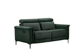 Sofa 2-seter Lund Mørk grønn, Belfast-stoff, Elektrisk recliner