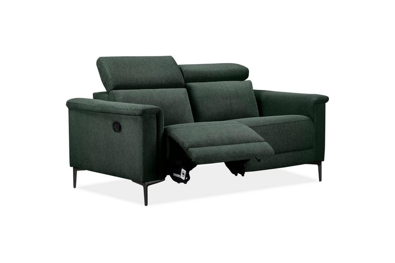 Sofa 2-seter Lund Mørk grønn, Belfast-stoff, Manuell hvilestol - Mørk grønn, Belfast-stoff, Manuell hvilestol - Møbler - Sofaer - Reclinersofaer