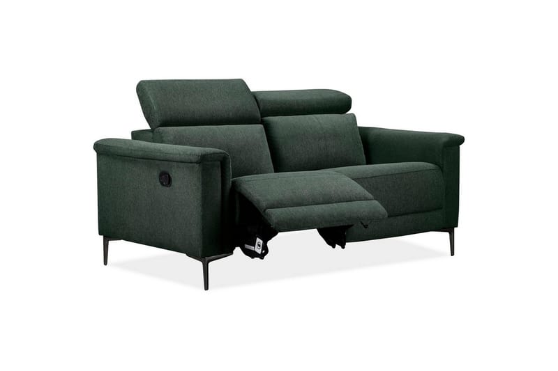 Sofa 2-seter Lund Mørk grønn, Belfast-stoff, Manuell hvilestol - Mørk grønn, Belfast-stoff, Manuell hvilestol - Møbler - Sofaer - Reclinersofaer - 2 seters kinosofa & reclinersofa