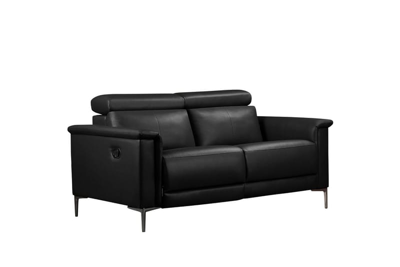 Sofa 2-seter Lund Svart, Lær/PU, Manuell hvilestol - Svart, Lær/PU, Manuell hvilestol - Møbler - Sofaer - Skinnsofaer