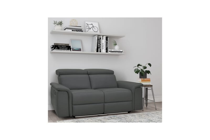 Sofa 2-seter Pareli Grå, Lær/PU, Elektrisk recliner - Grå, Lær/PU, Elektrisk recliner - Møbler - Sofaer - Reclinersofaer - 2 seters kinosofa & reclinersofa