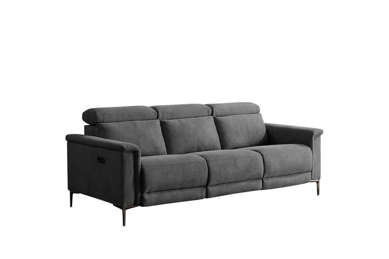 Sofa 3-seter Lund Antrasitt, Belfast-stoff, Elektrisk recliner - Antrasitt, Belfast-stoff, Elektrisk recliner - Møbler - Sofaer - Reclinersofaer