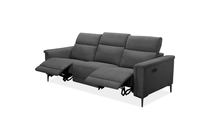 Sofa 3-seter Lund Antrasitt, Belfast-stoff, Elektrisk recliner - Antrasitt, Belfast-stoff, Elektrisk recliner - Møbler - Sofaer - Reclinersofaer