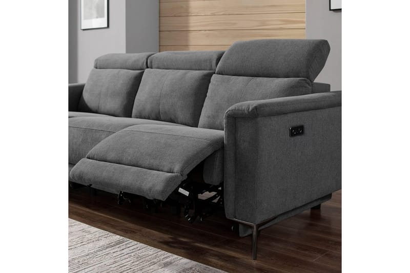 Sofa 3-seter Lund Antrasitt, Belfast-stoff, Elektrisk recliner - Antrasitt, Belfast-stoff, Elektrisk recliner - Møbler - Sofaer - Reclinersofaer