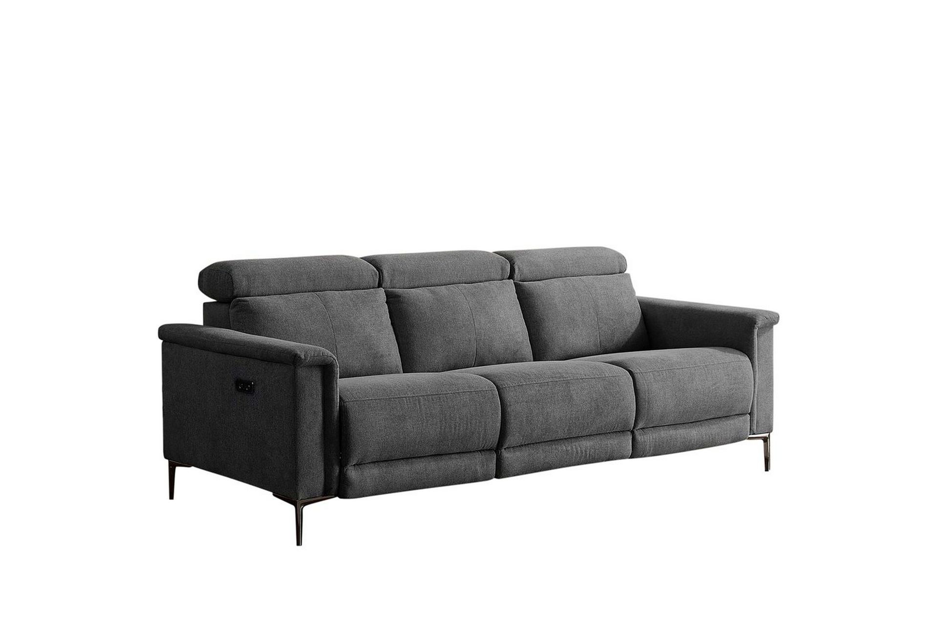 Sofa 3-seter Lund Antrasitt, Belfast-stoff, Elektrisk recliner - Antrasitt, Belfast-stoff, Elektrisk recliner
