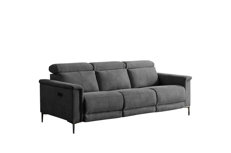 Sofa 3-seter Lund Antrasitt, Belfast-stoff, Elektrisk recliner - Antrasitt, Belfast-stoff, Elektrisk recliner - Møbler - Sofaer - Sofa 3 seter