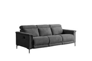 Sofa 3-seter Lund Antrasitt, Belfast-stoff, Manuell hvilestol
