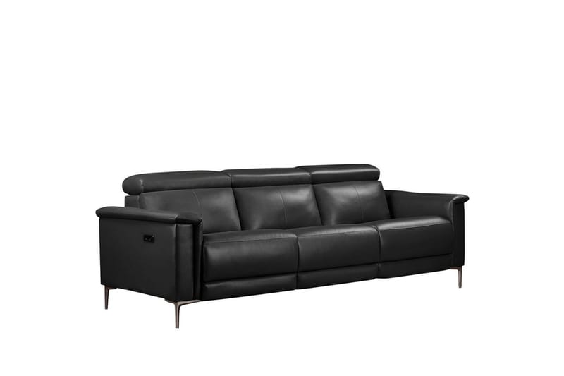 Sofa 3-seter Lund Grå, Lær/PU, Elektrisk recliner - Grå, Lær/PU, Elektrisk recliner - Møbler - Sofaer - Sofa 3 seter