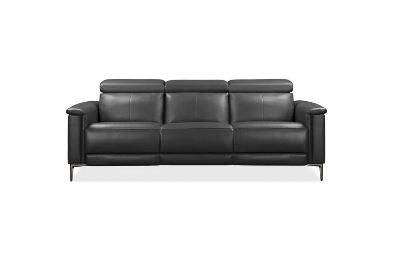 Sofa 3-seter Lund Grå, PU, Manuell hvilestol - Grå, PU, Manuell hvilestol - Møbler - Sofaer - Sofa 3 seter