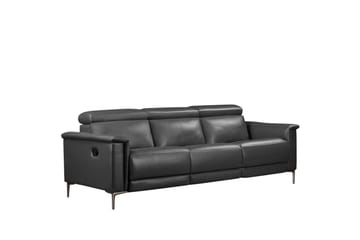 Sofa 3-seter Lund Grå, PU, Manuell hvilestol