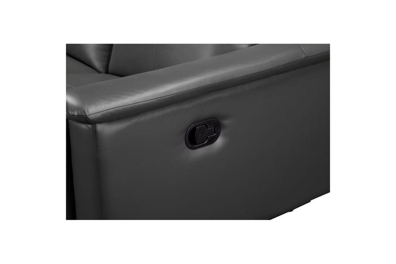 Sofa 3-seter Lund Grå, PU, Manuell hvilestol - Grå, PU, Manuell hvilestol - Møbler - Sofaer - Sofa 3 seter