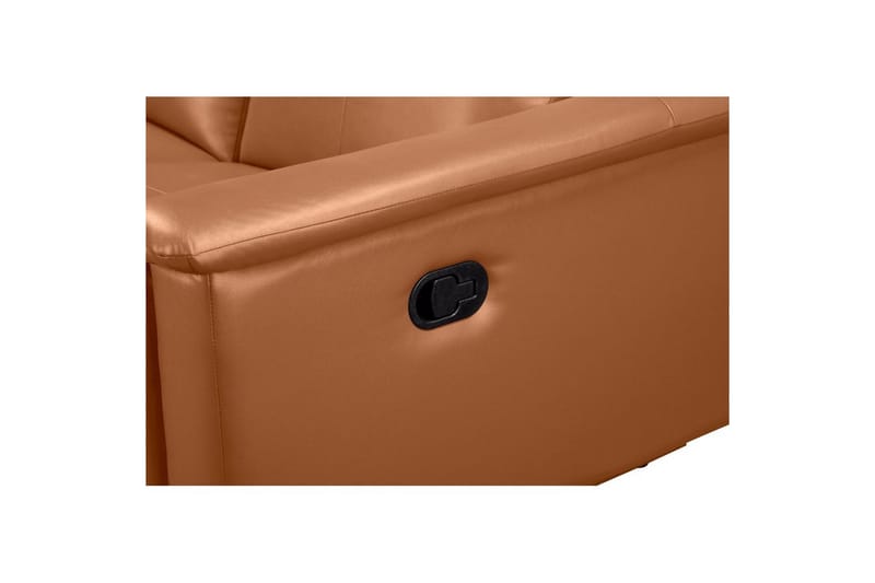 Sofa 3-seter Lund Kognac, Lær/PU, Manuell hvilestol - Kognac, Lær/PU, Manuell hvilestol - Møbler - Sofaer - Sofa 3 seter