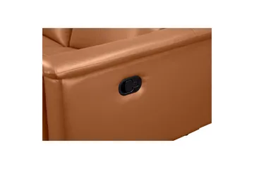 Sofa 3-seter Lund Kognac, Lær/PU, Manuell hvilestol - Kognac, Lær/PU, Manuell hvilestol - Møbler - Sofaer - Sofa 3 seter
