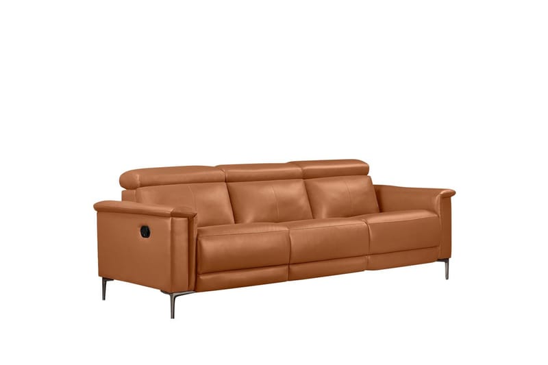 Sofa 3-seter Lund Kognac, Lær/PU, Manuell hvilestol - Kognac, Lær/PU, Manuell hvilestol - Møbler - Sofaer - Sofa 3 seter