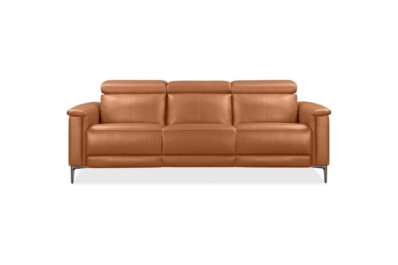 Sofa 3-seter Lund Kognac, Lær/PU, Manuell hvilestol - Kognac, Lær/PU, Manuell hvilestol - Møbler - Sofaer - Sofa 3 seter