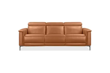 Sofa 3-seter Lund Kognac, Lær/PU, Manuell hvilestol - Kognac, Lær/PU, Manuell hvilestol - Møbler - Sofaer - Sofa 3 seter